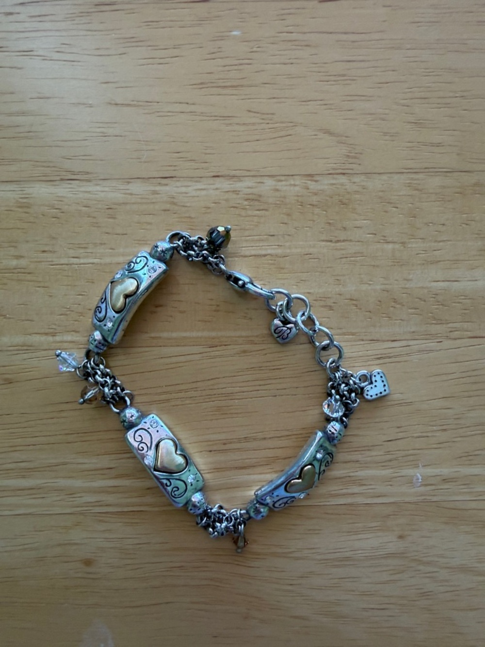 Brighton Silver-Tone Bracelet with Gold Heart Inlays - Picture 4 of 4